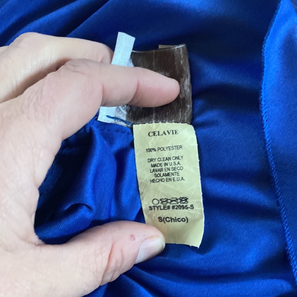 Pretty, blue, one shoulder dress by Celavie. - Picture 5 of 5